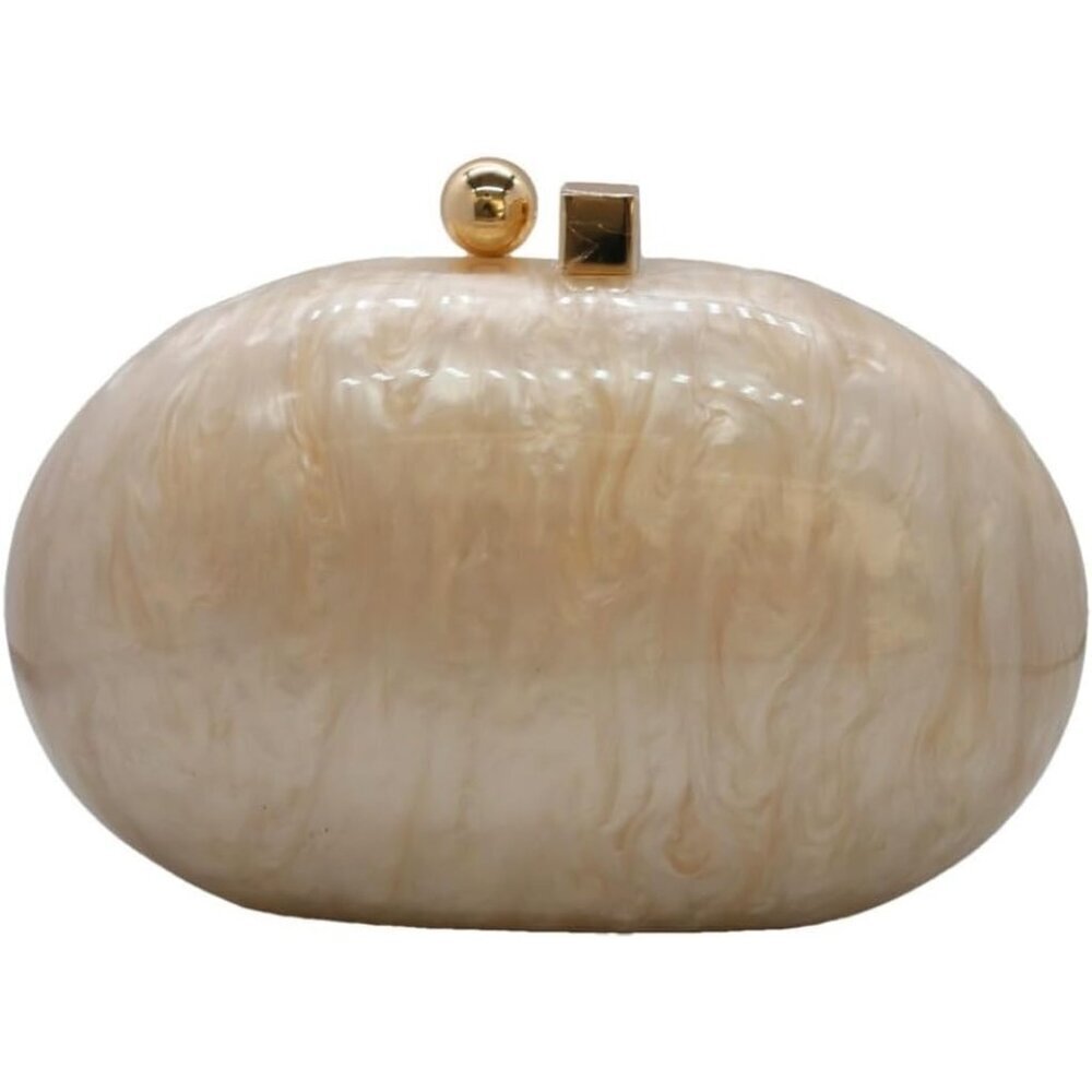 Women's Champagne 1 Evening Clutch Shell Shape Acrylic Shoulder Cross Body Bag
